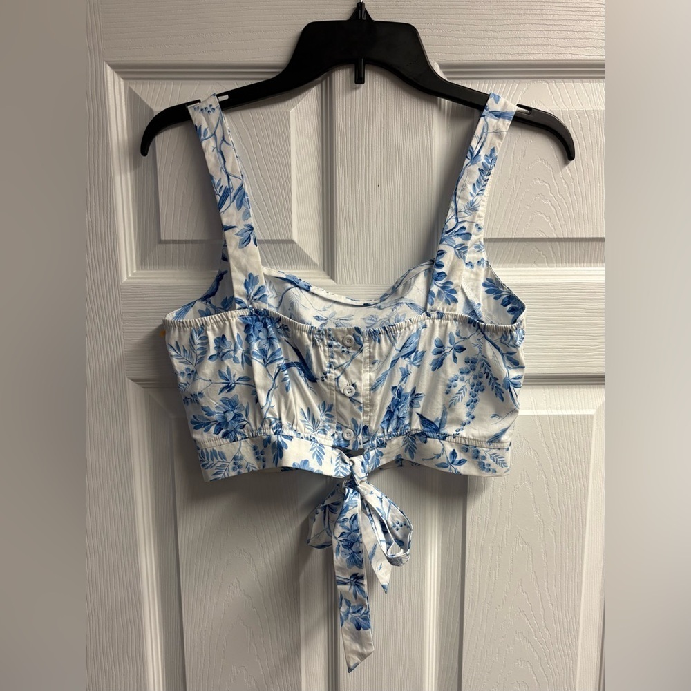 AQUA From Bloomingdale’s 100% Cotton Toile Crop Top Size Small - Picture 4 of 4